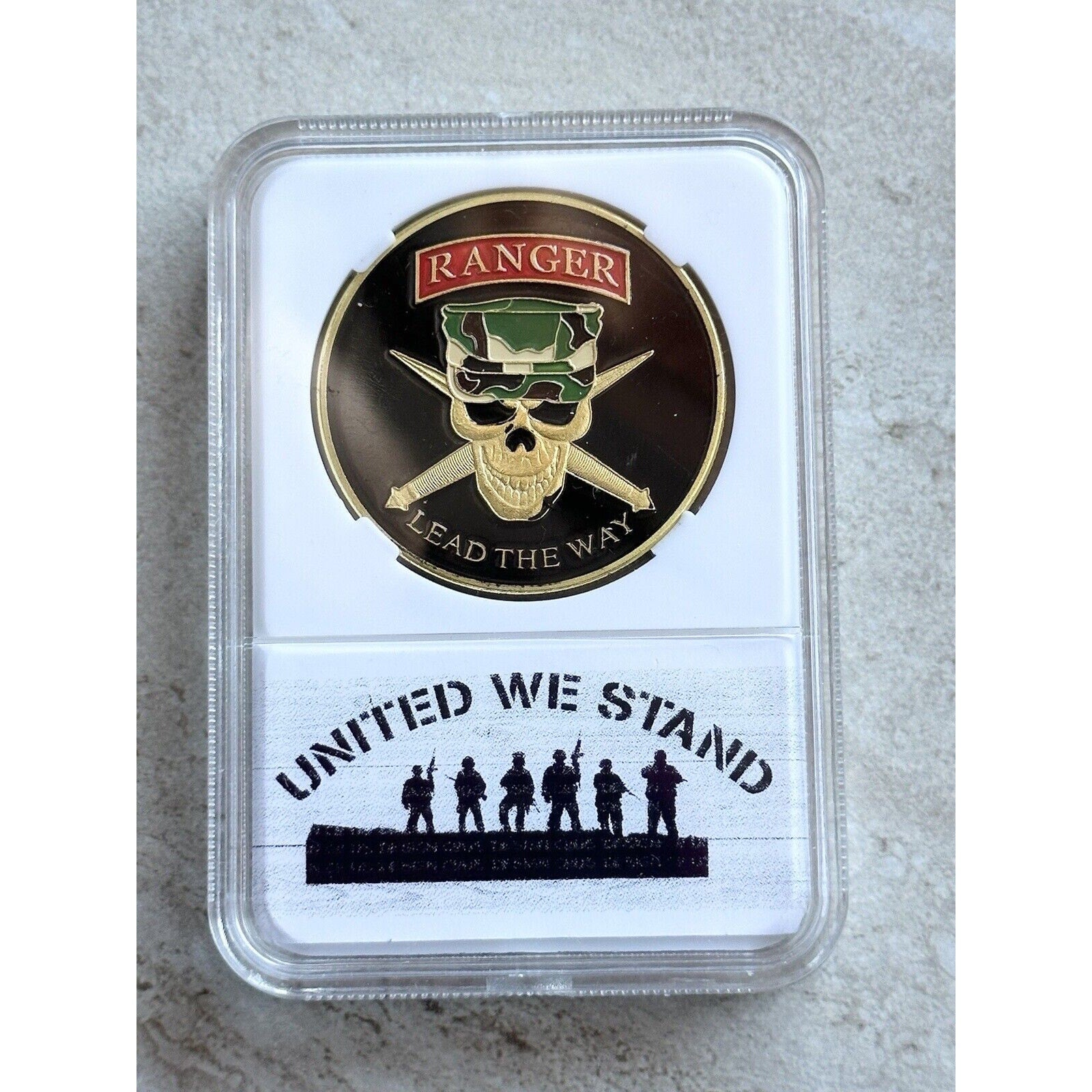 US ARMY RANGER Lead The Way Challenge Coin With Case