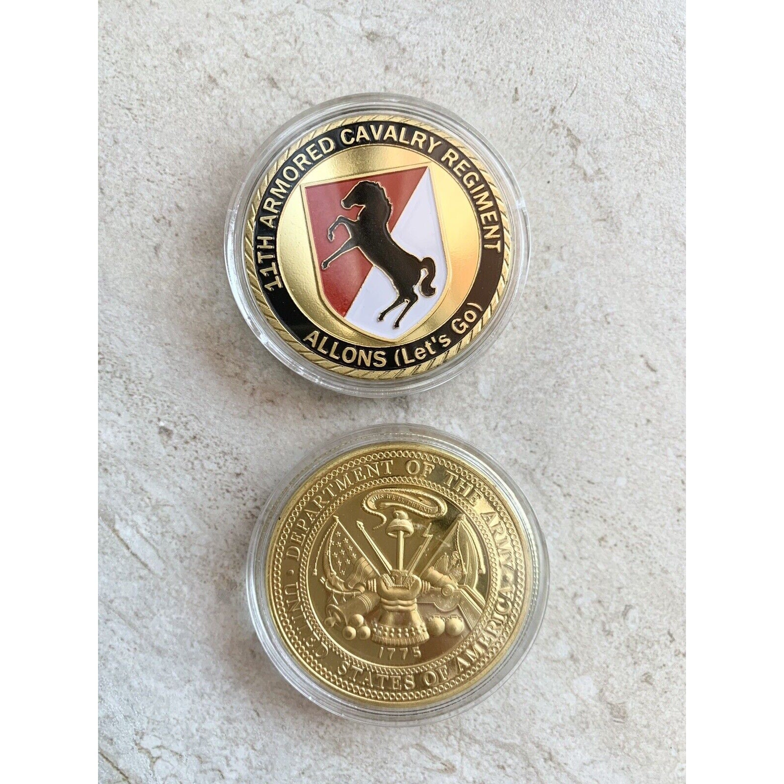 US Army 11th Armored Division Calvary Regiment Allons "Lets Go"Coin USA ARMY