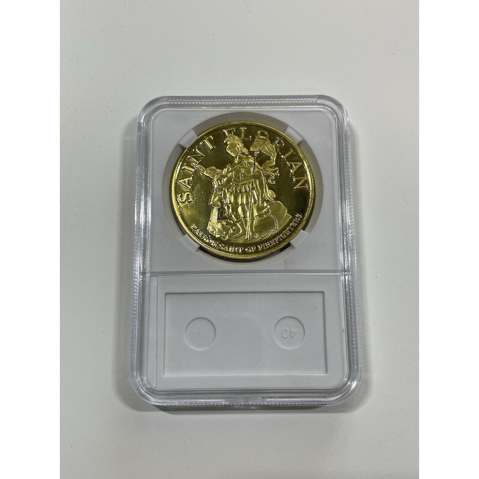 City Of PHILADELPHIA Fire Dept. Challenge Coin. White Display Case.