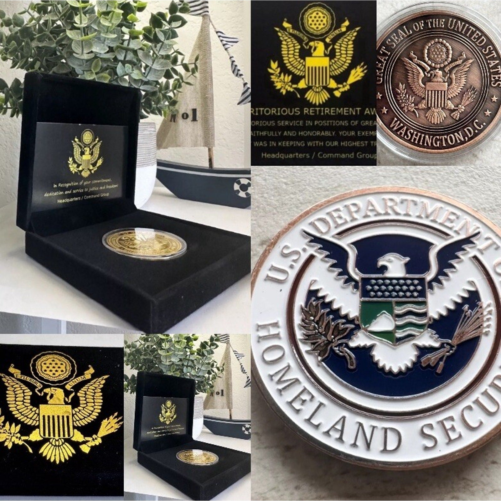 US Department Of Home land Security Challenge Coin With Retirement Award