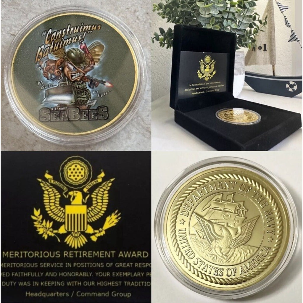 US Navy Seabees Coin “Constuimus Batuimimus”We Build-W.F W/ Retirement Award