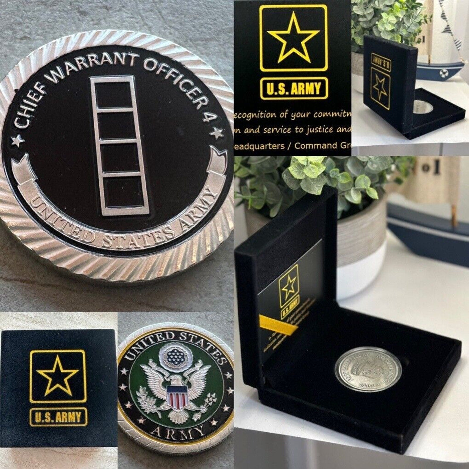 ARMY CHIEF WARRANT OFFICER 4 CHALLENGE COIN With Special Velvet Case