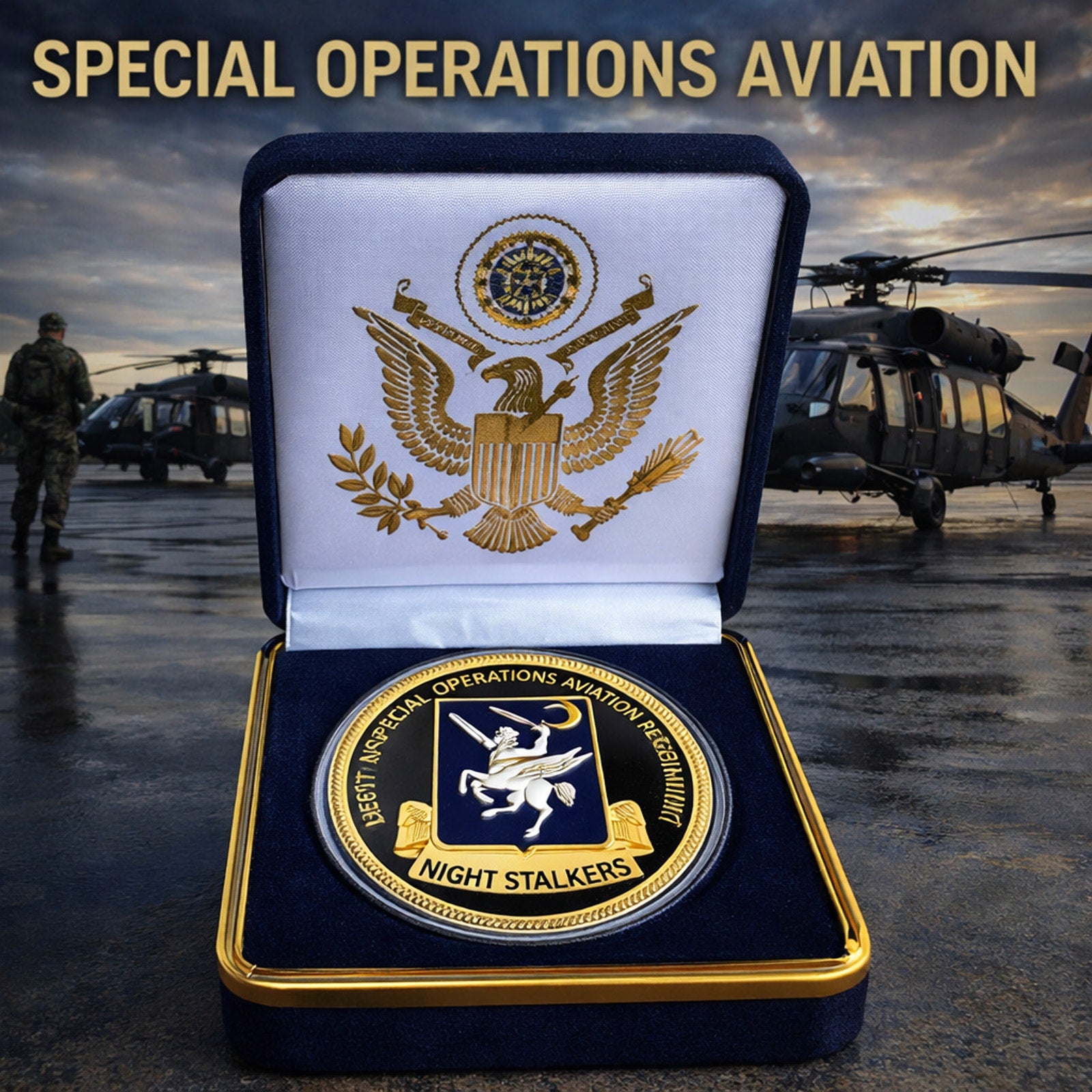 US ARMY 160th SPECIAL OPERATIONS AVIATION Challenge Coin with Case ·NEW·