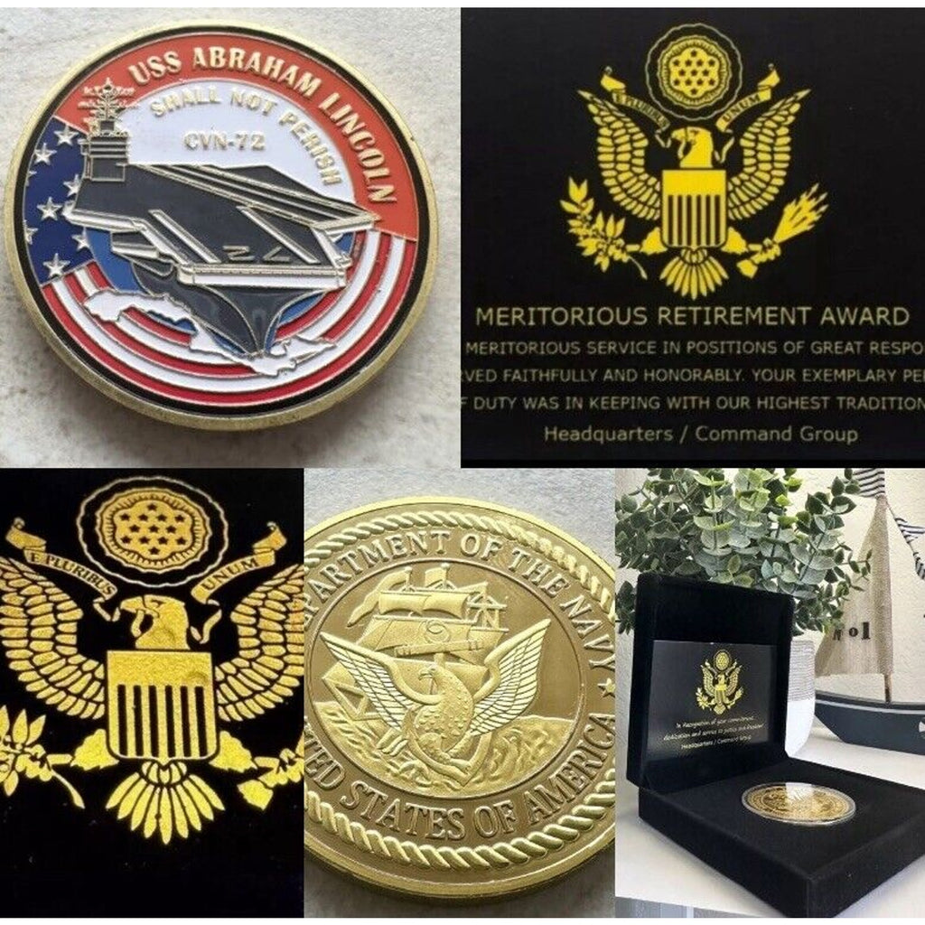 US NAVY USS ABRAHAM LINCOLN CVN-72 Coin With Retirement Award