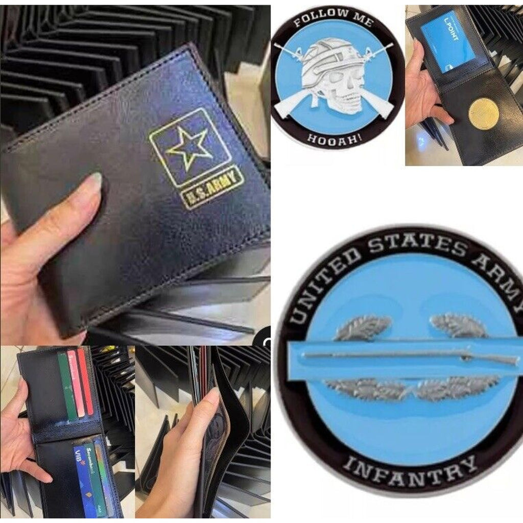US Army Infantry Combat Infantryman follow Me! w/Credential coin holder wallet