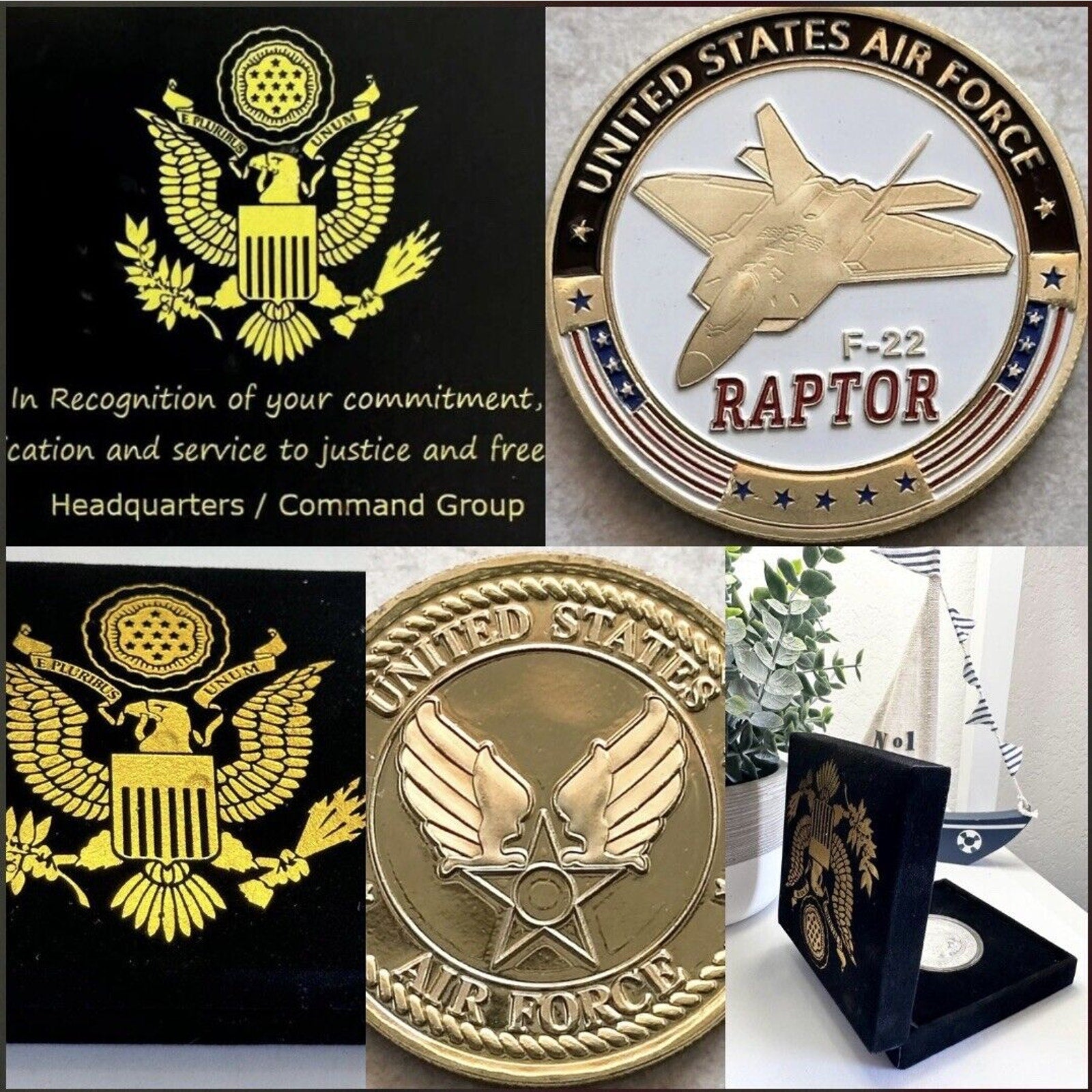 U S AIR FORCE F-22 RAPTOR Challenge Coin USAF