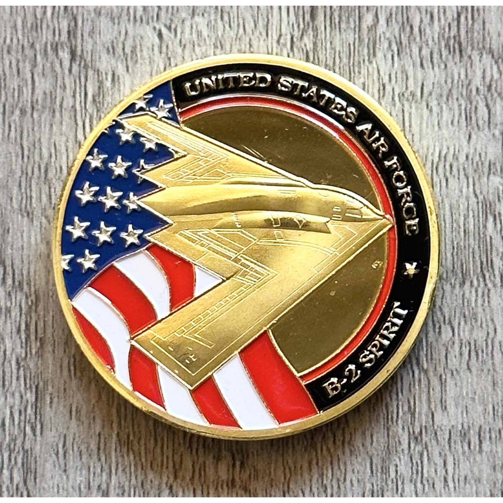 US AIR FORCE B-2 SPIRIT (Stealth Bomber) Challenge Coin w/ Retirement Award