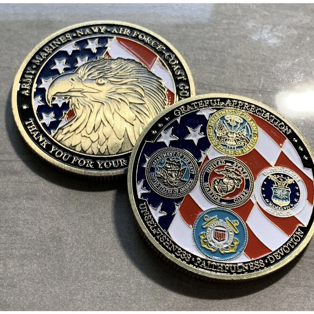 US Military Eagle "THANK YOU"ARMY-NAVY- AIR FORCE COAST GUARD w/ Retirement Awar