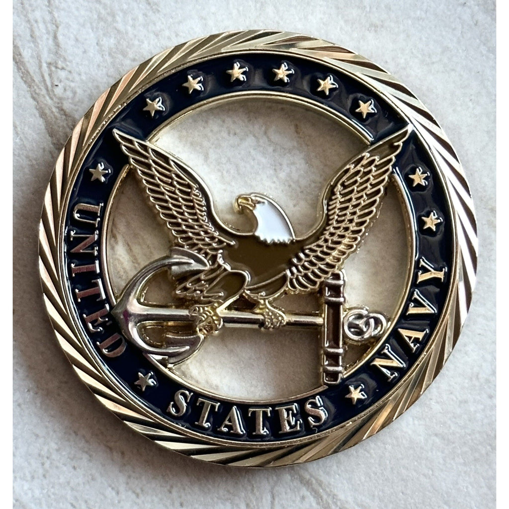 Challenge Coin U.S. NAVY EAGLE CUT OUT CHALLENGE COIN w/ Retirement Award