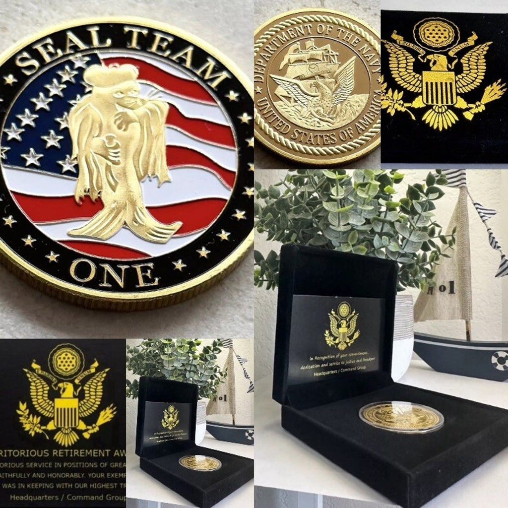 US NAVY SEAL TEAM ONE Challenge Coin With Retirement Award