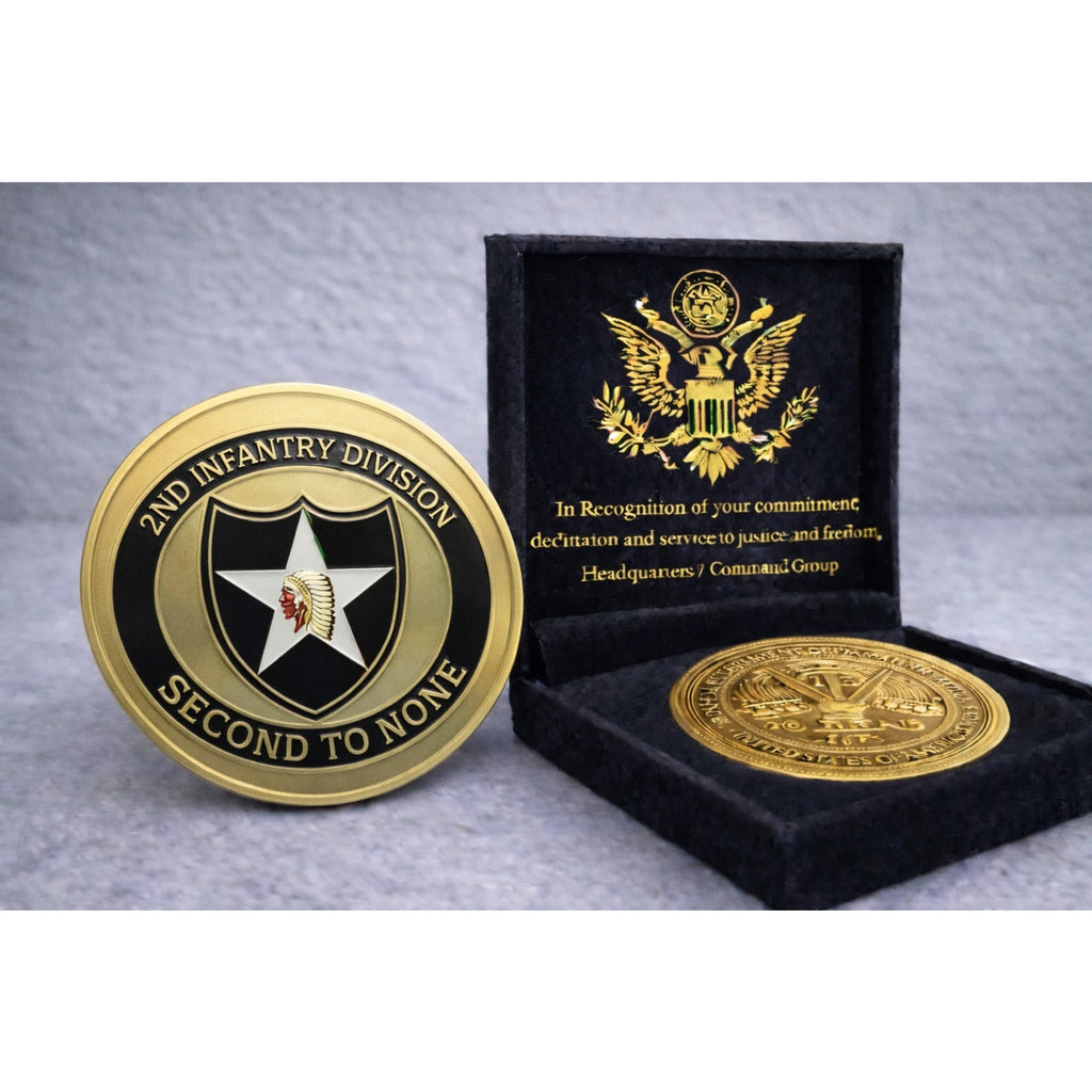 Army Second 2nd Infantry Division Challenge Coin w/ Achievement Award
