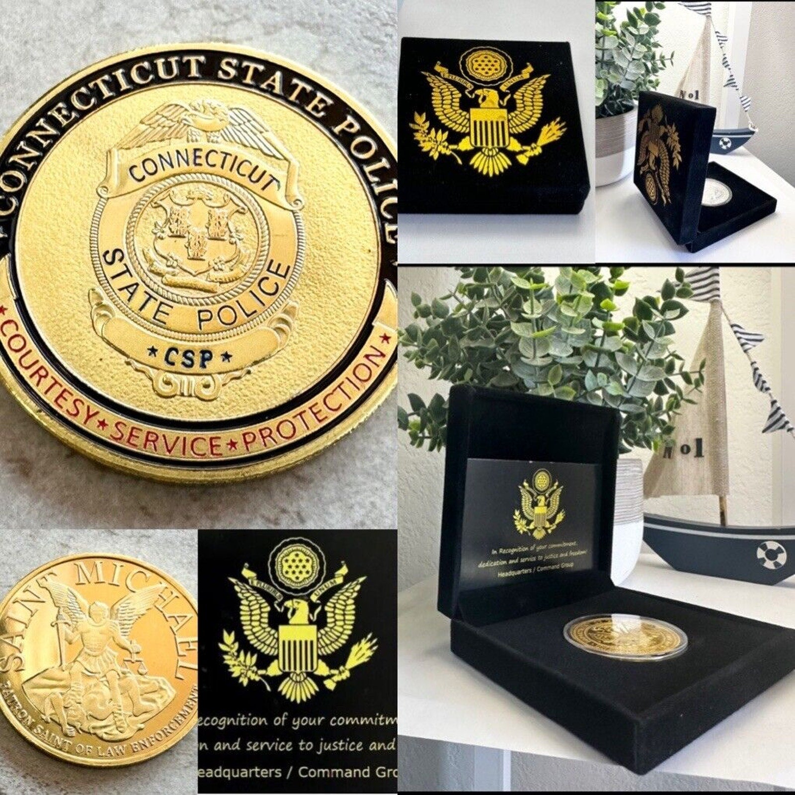 CONNECTICUT STATE POLICE Challenge Coin With Special Velvet Case