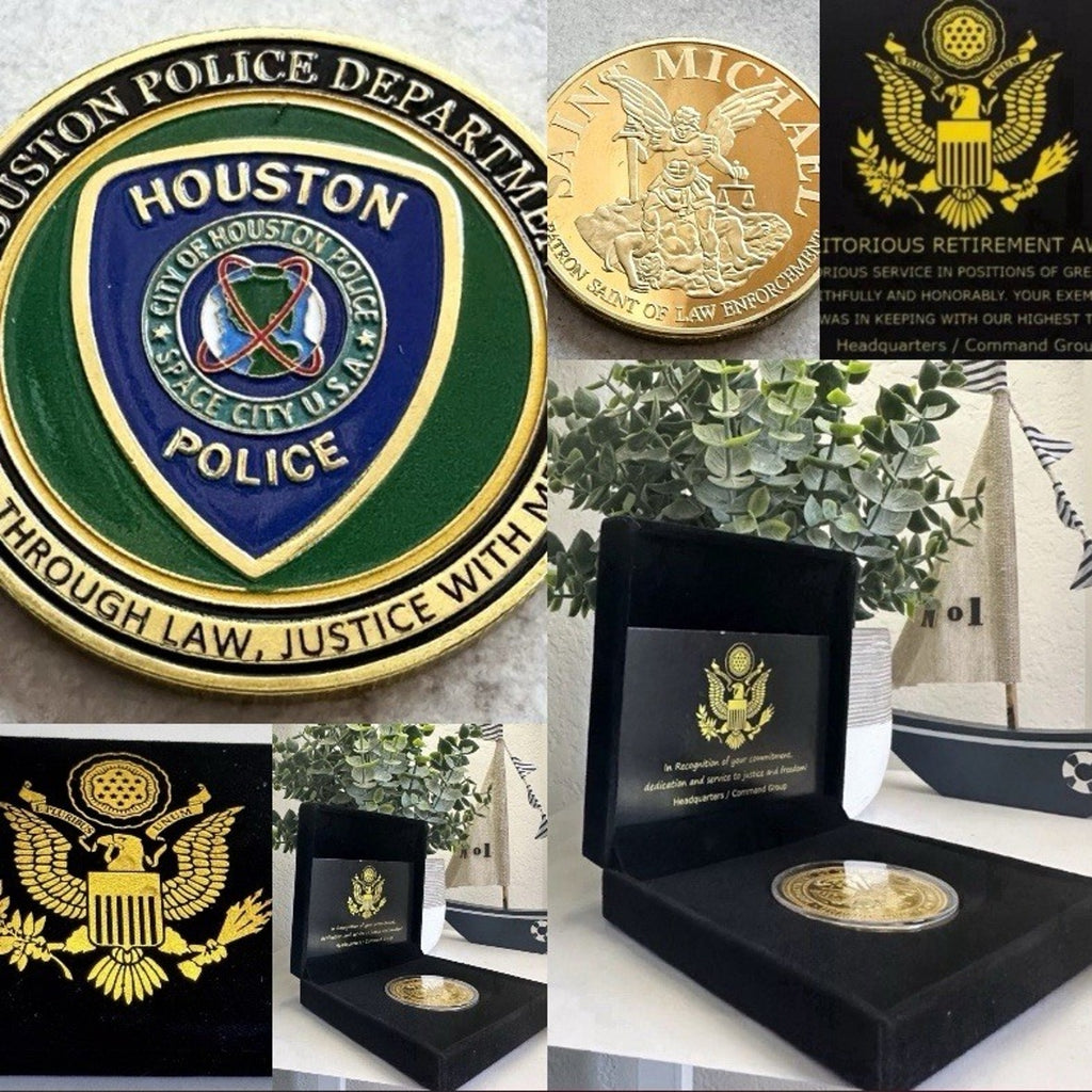 CITY OF HOUSTON Police Dept. Challenge Coin With Retirement Award