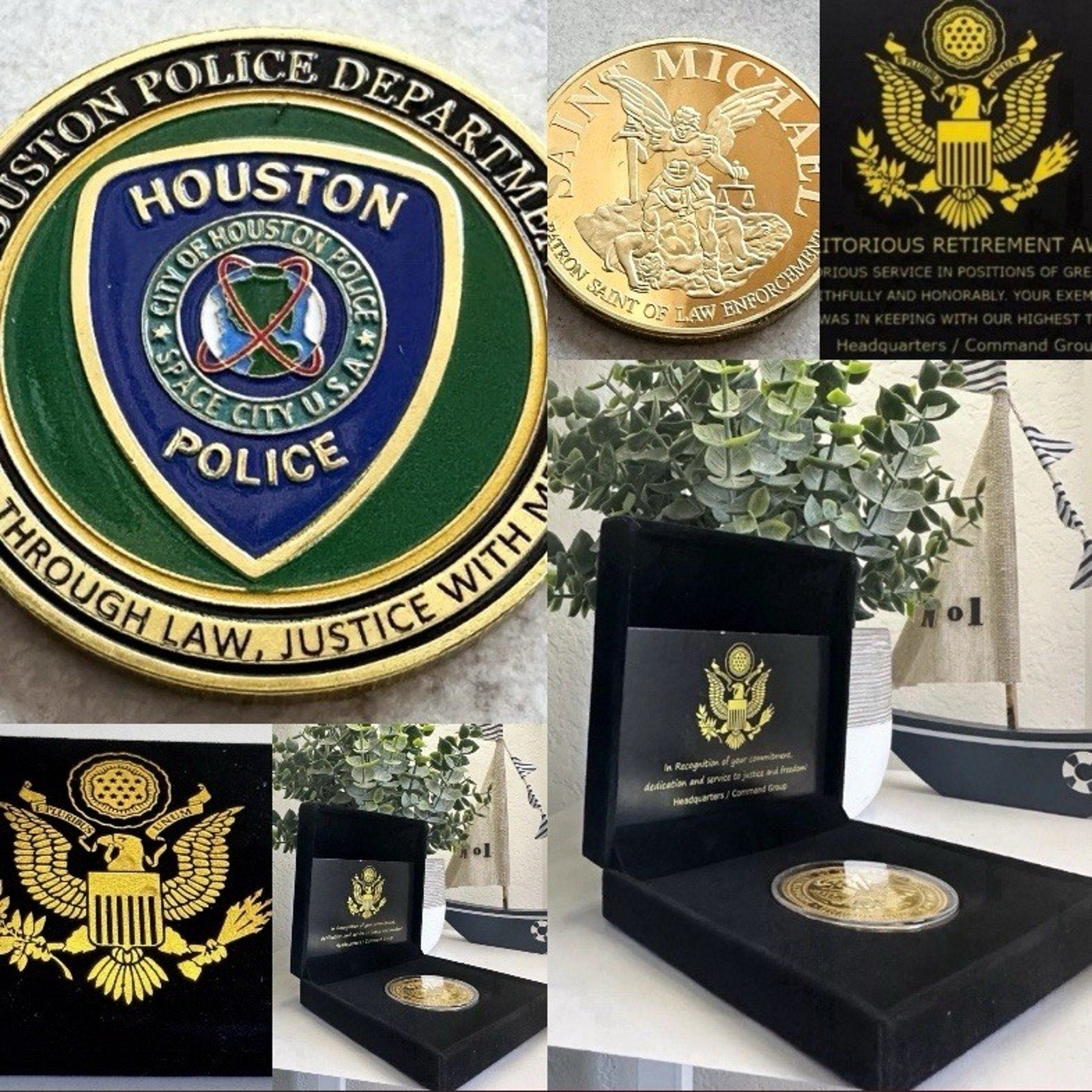 CITY OF HOUSTON Police Dept. Challenge Coin With Retirement Award