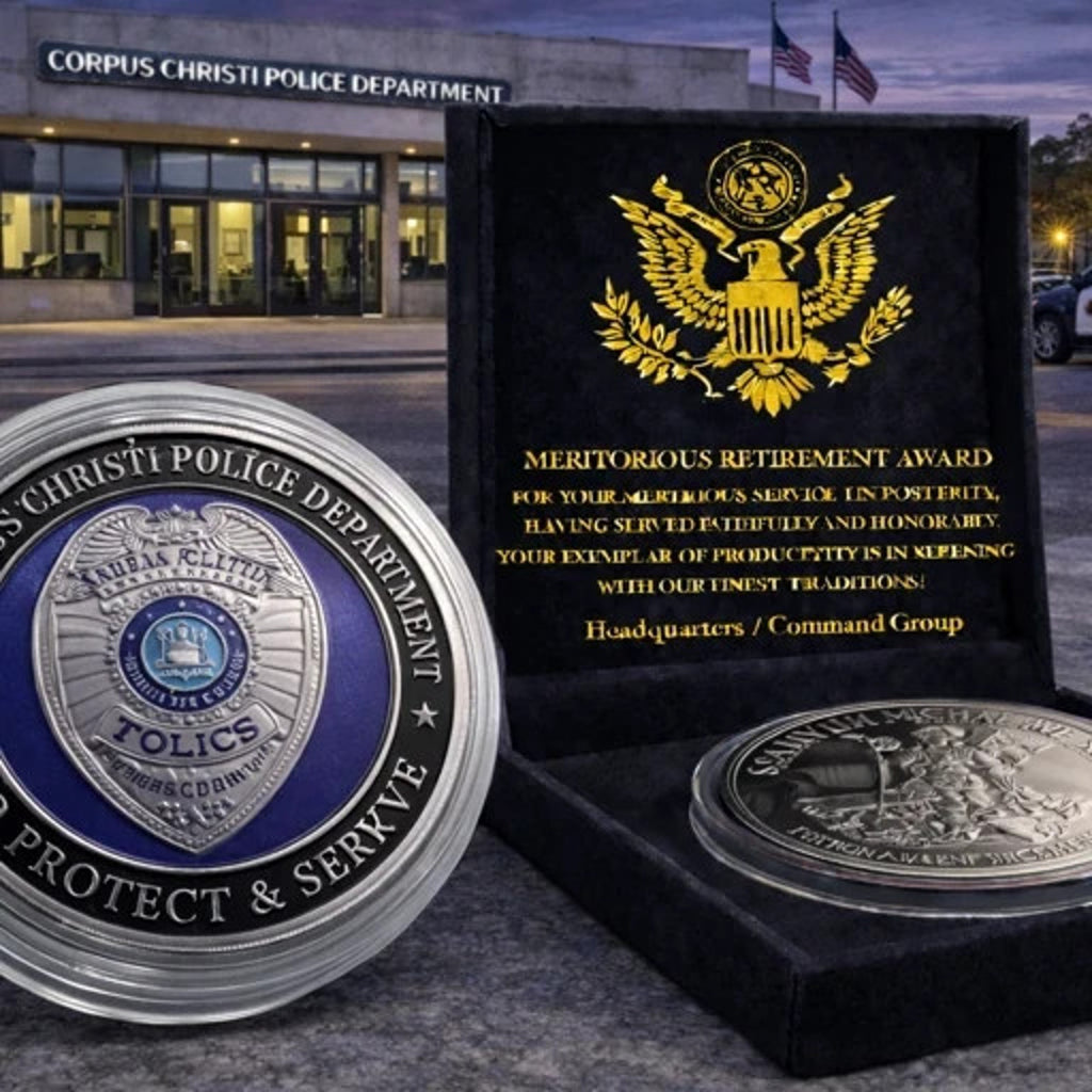 CITY OF CORPUS CHRISTI POLICE DEPT CHALLENGE COIN w/ Retirement Award