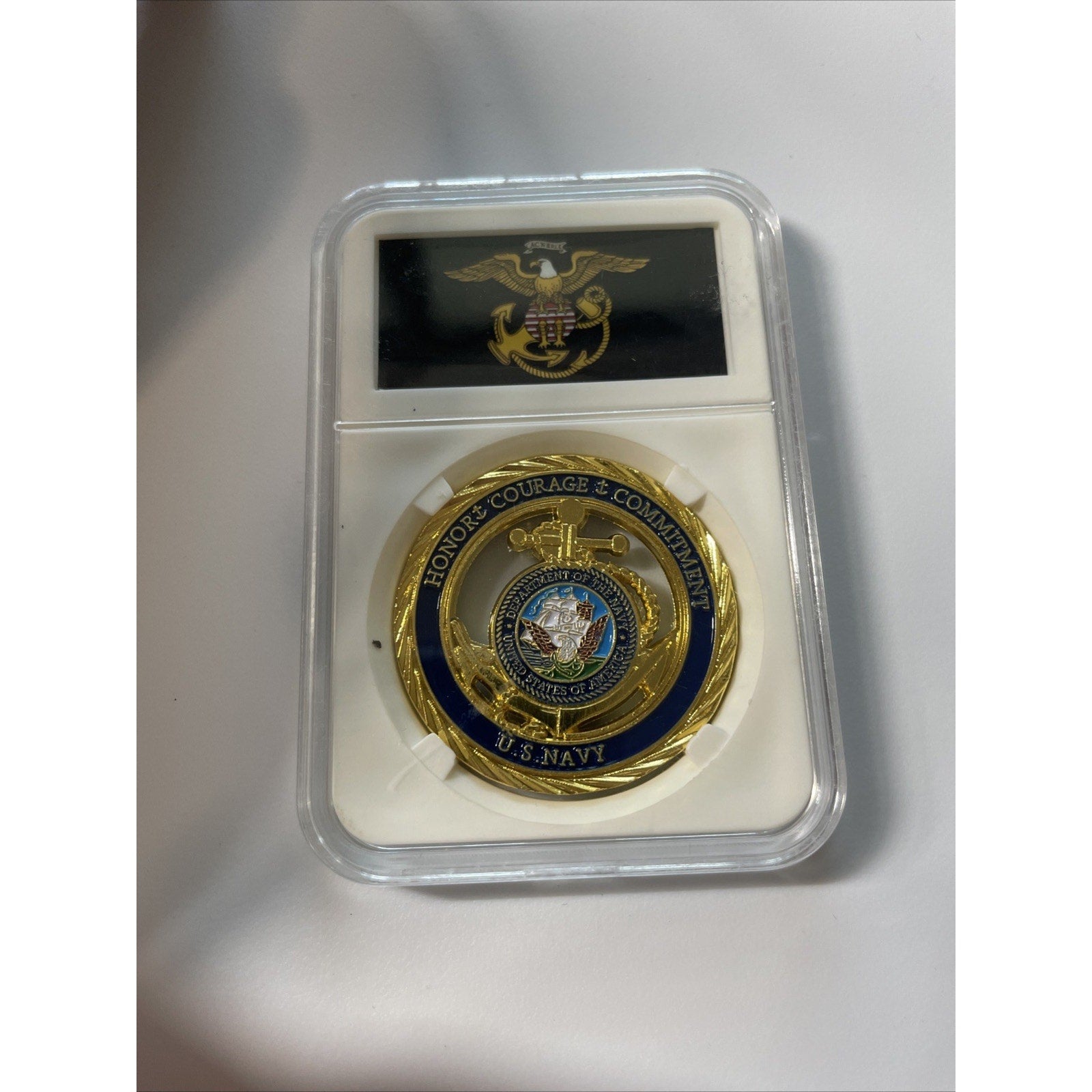 CHALLENGE COIN UNITED STATES NAVY OATH OF ENLISTMENT BEAR TRUE FAITH AND ALLEGIE