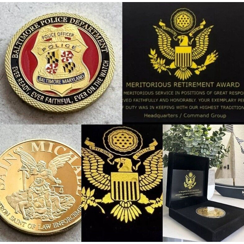 City of Baltimore Police Dept Challenge Coin With Retirement Award