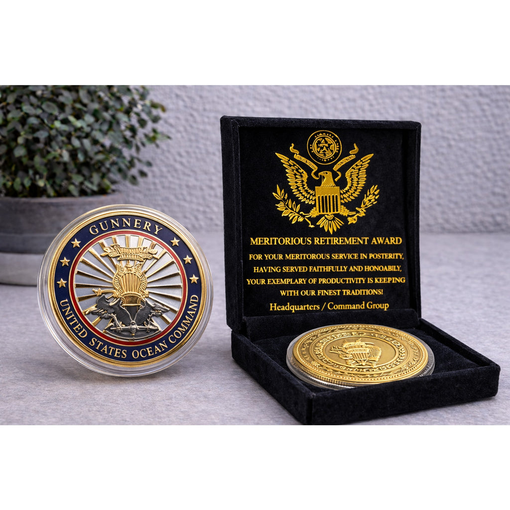 US NAVY USS JOHN C. STENNIS CVN-74 Challenge Coin USA w/ Retirement Award