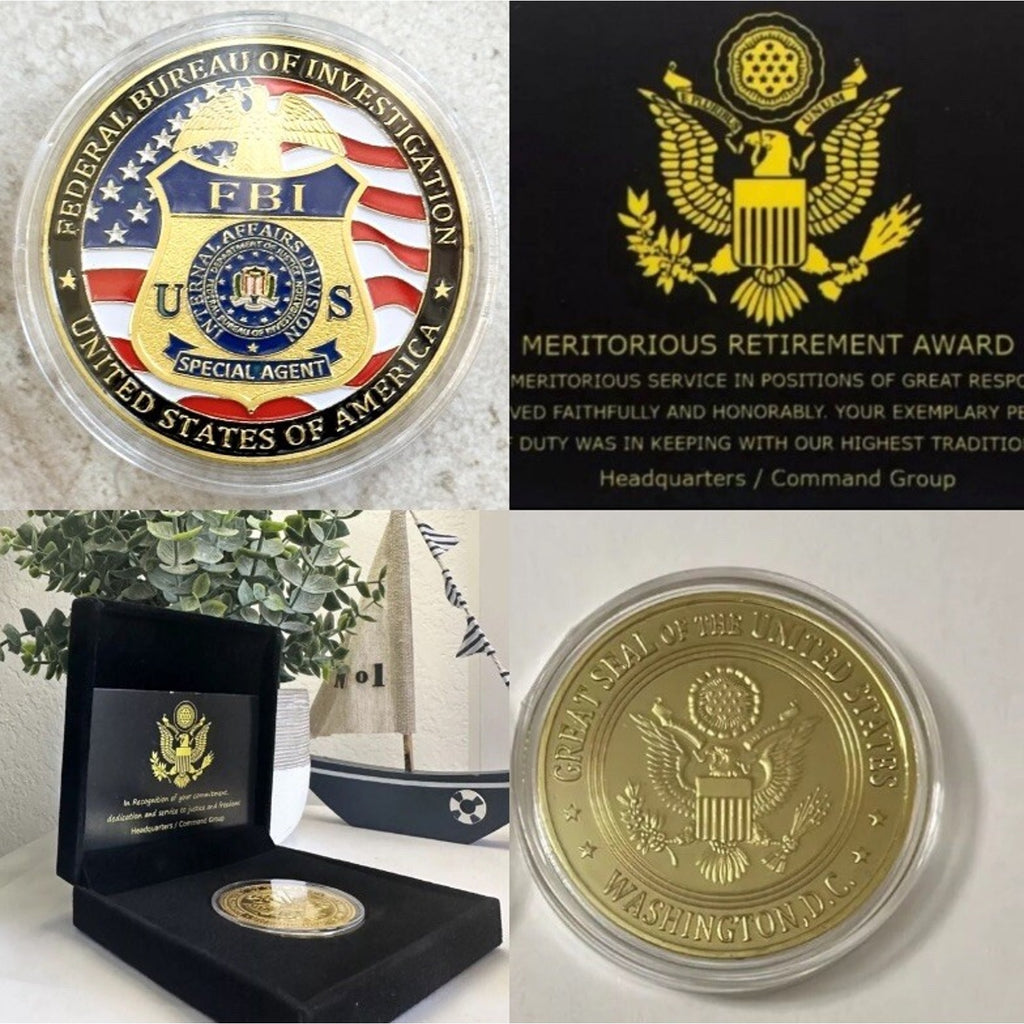 FBI Federal Bureau Of Investigation U.SCoin 40mm With Retirement Award