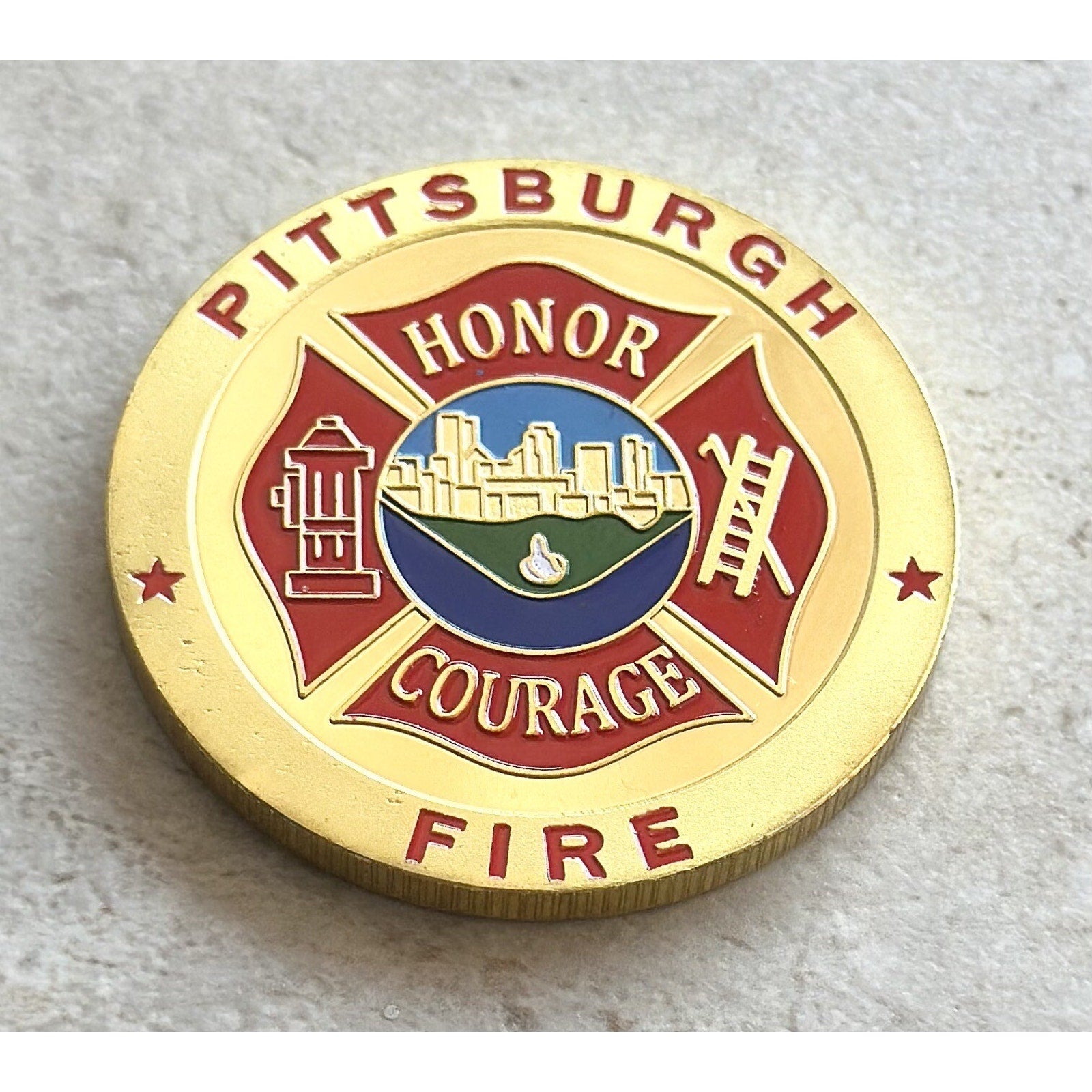 PITTSBURGH BUREAU OF FIRE Challenge Coin w/ Retirement Award