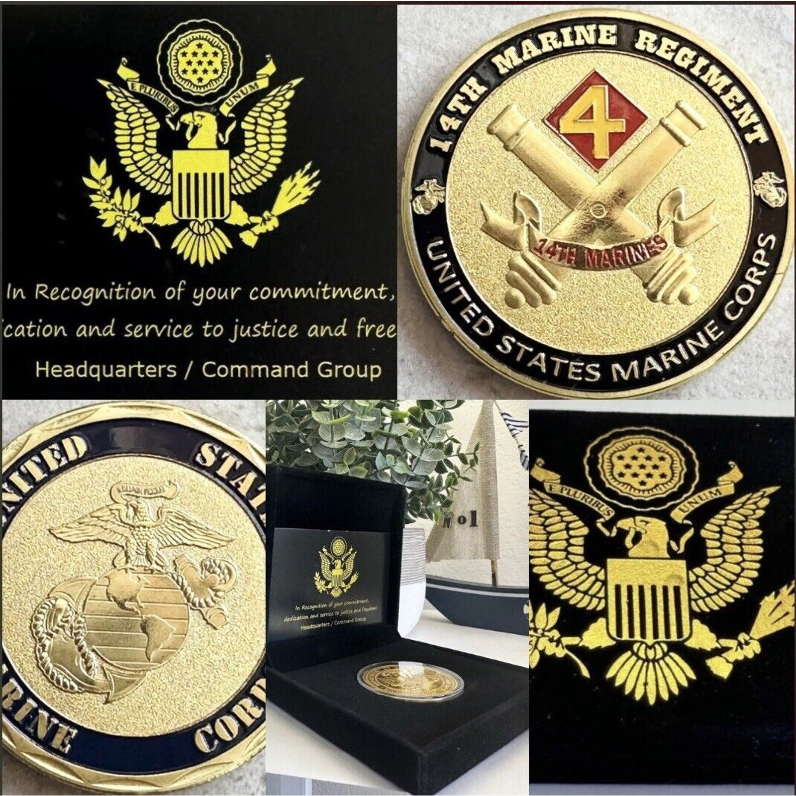 US MARINE CORPS - 14th MARINE REGIMENT Challenge Coin USA
