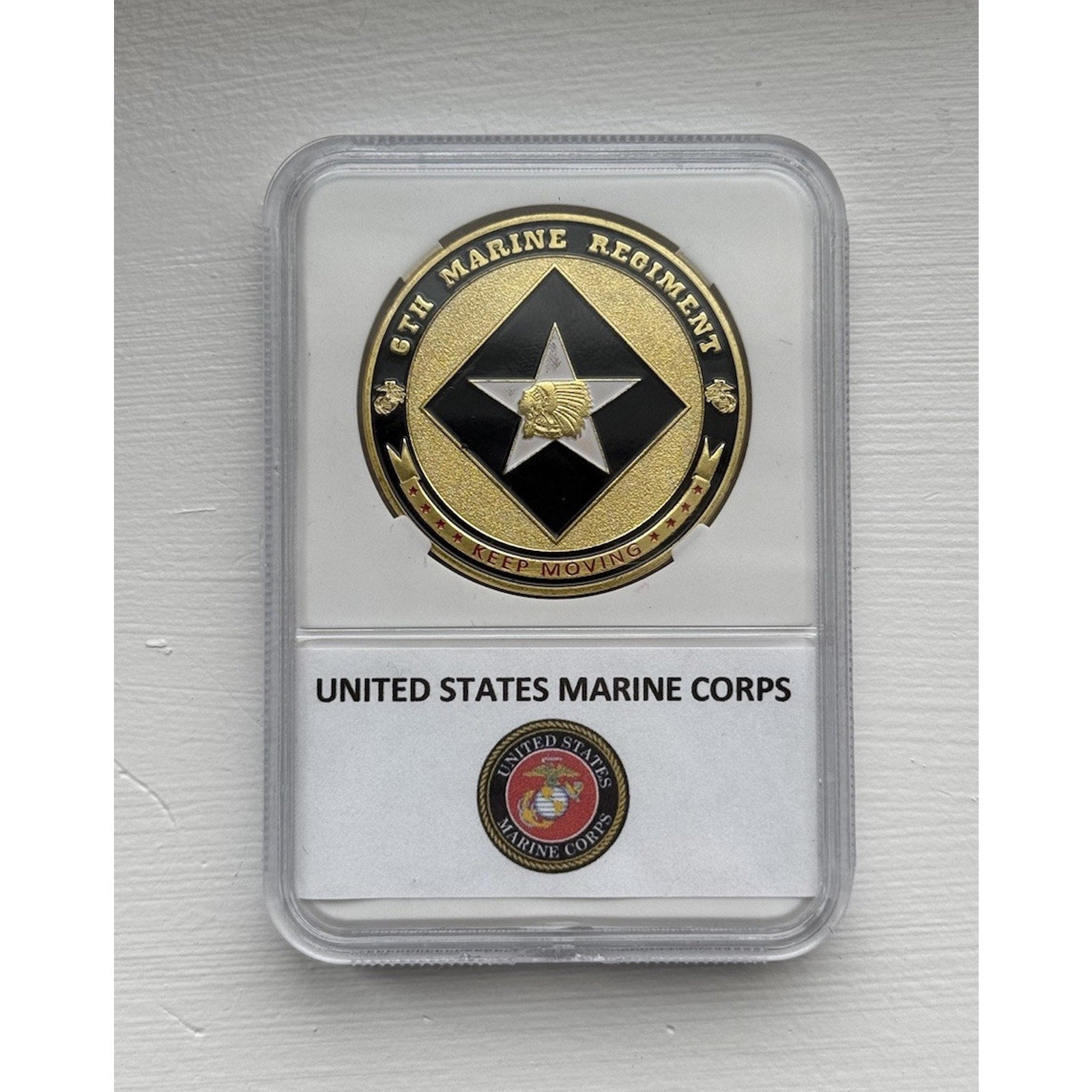US MARINE CORPS 6th MARINE REGIMENT Challenge Coin With Case OFFICIAL LIC 23125