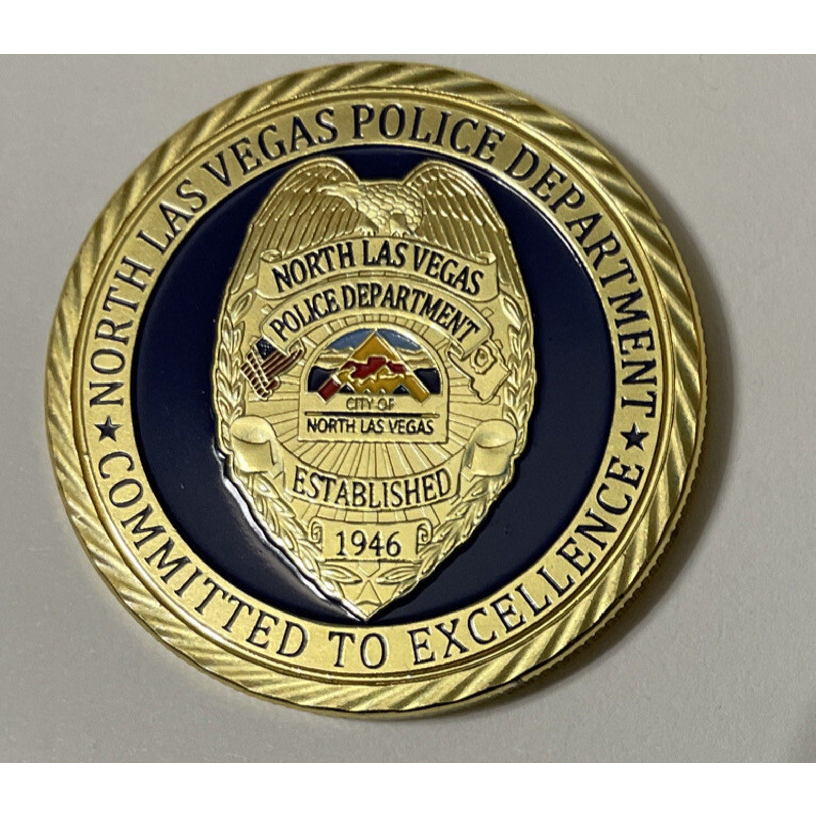 North Las Vegas Police Dept Badge Challenge Coin w/ Retirement Award
