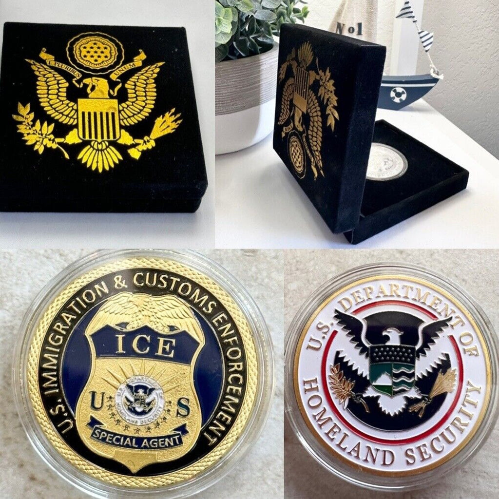 US IMMIGRATION & CUSTOMS ENFORCEMENT (ICE) Challenge Coin with velvet case.