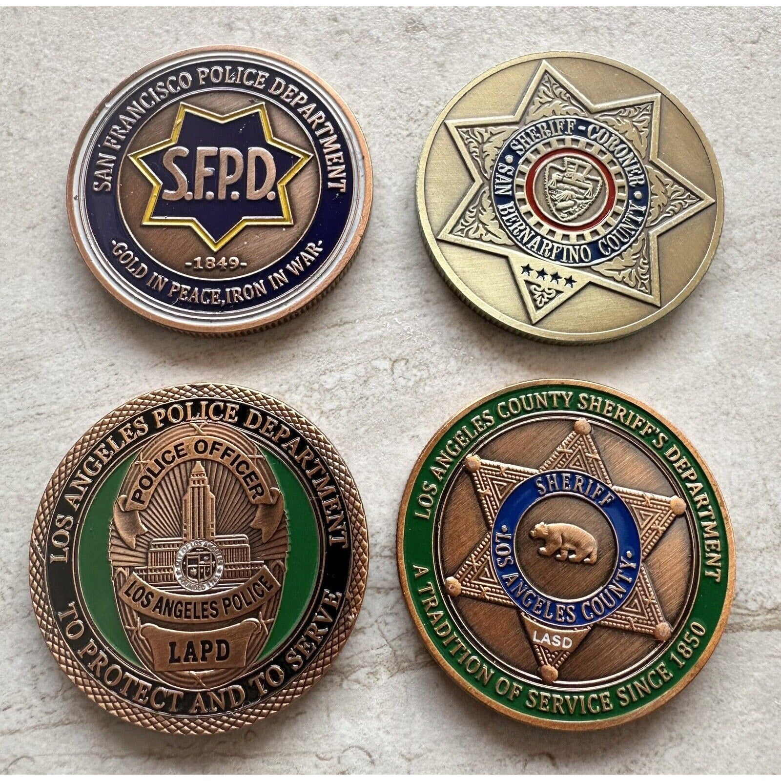 Lot Of 4 Police challenge coin. New. Fast Shipping