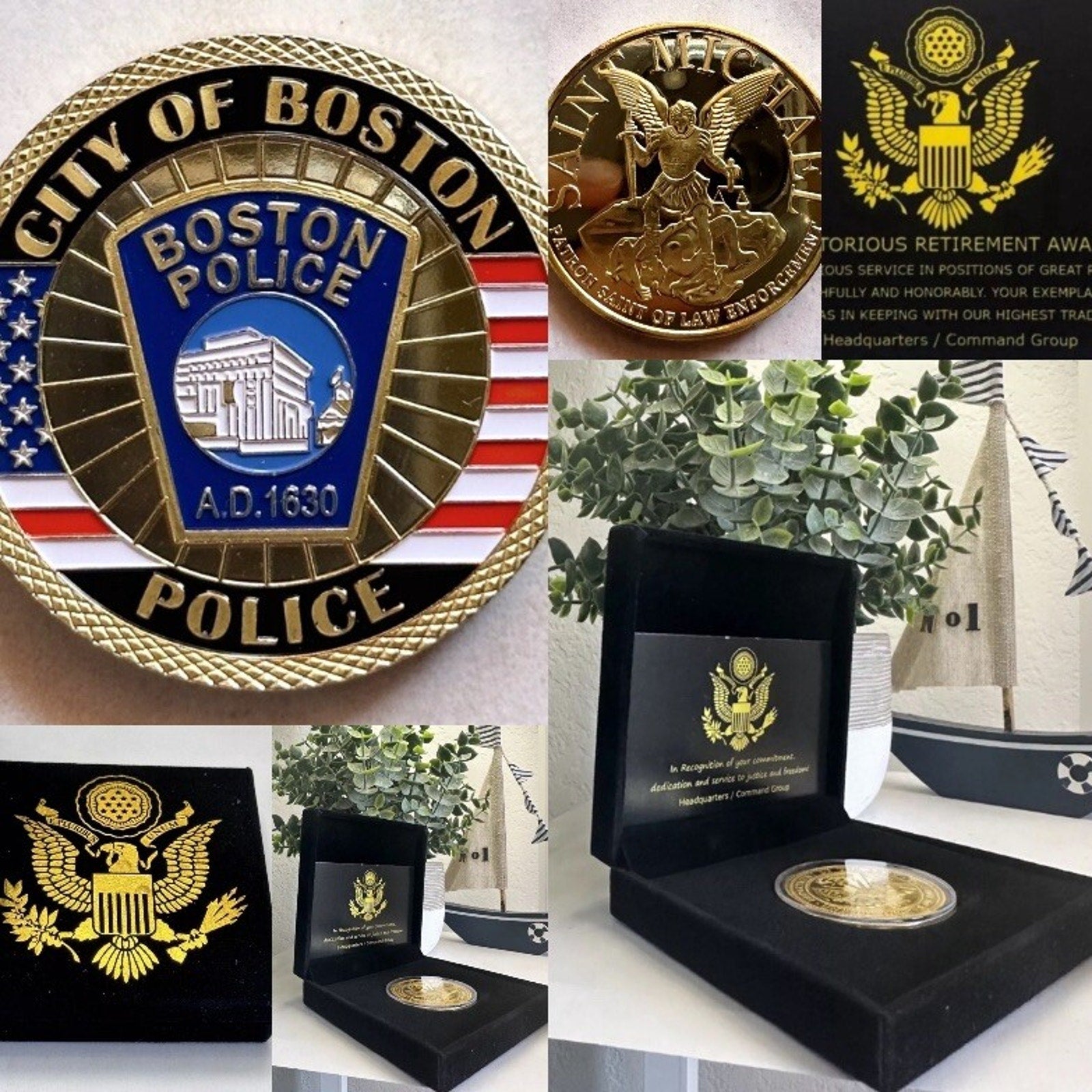 CITY OF BOSTON POLICE DEPT Challenge Coin With Retirement Award