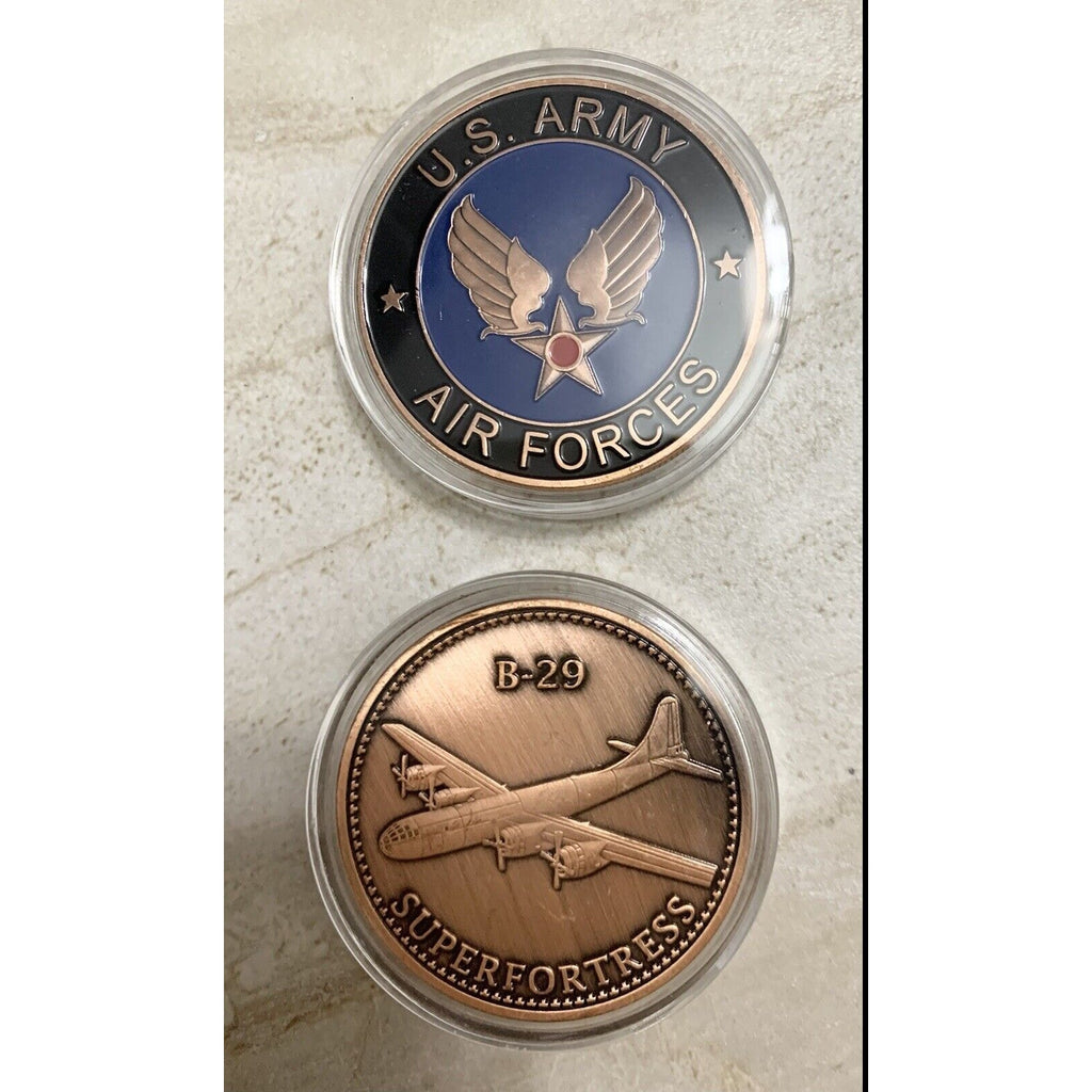 2pcs U S ARMY AIR FORCES B-29 SUPERFORTRESS (Copper) And Dog Tag Challenge Coin