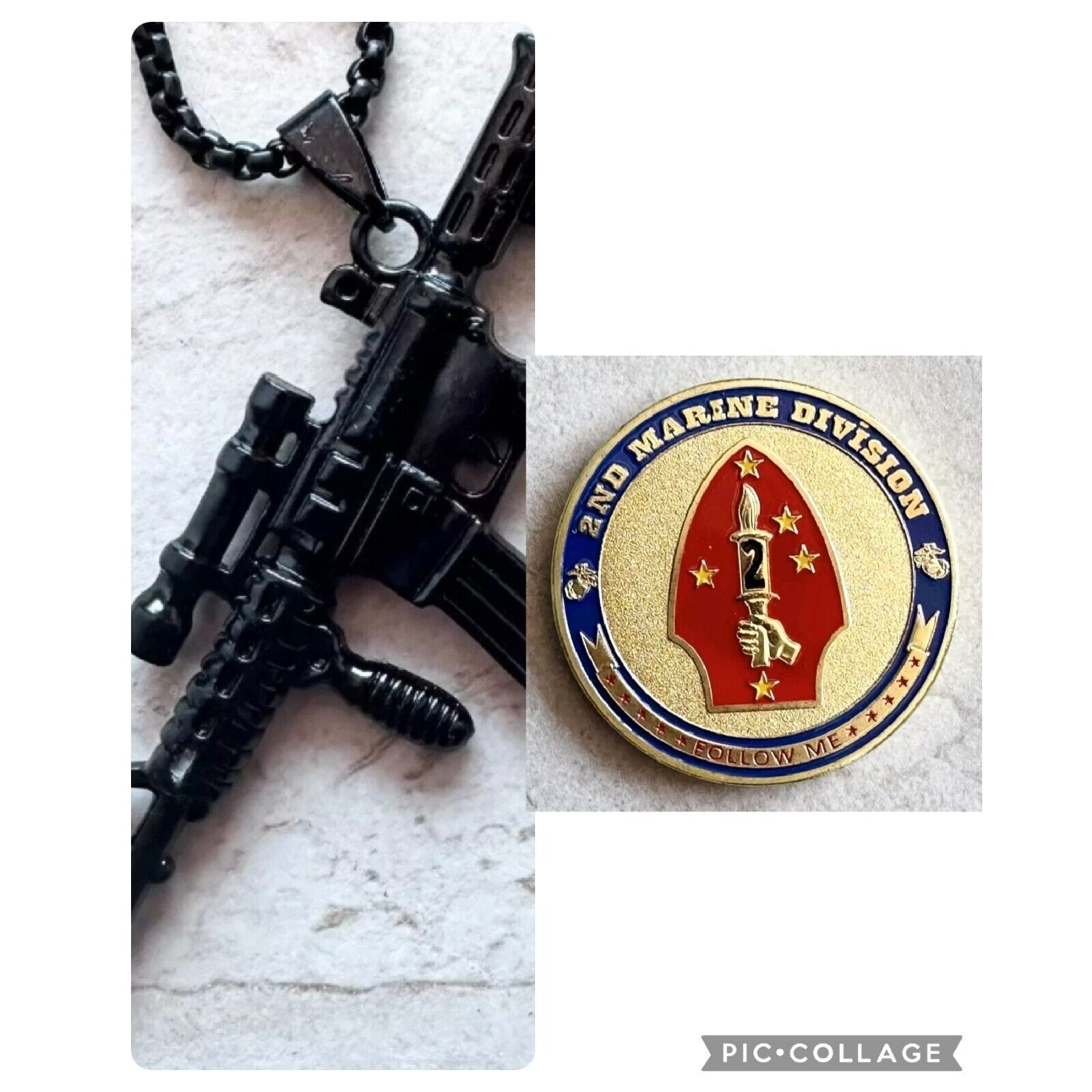 2pcs US MARINE CORPS - 2nd DIVISION USMC Official LIC 23125 And Dog Tag