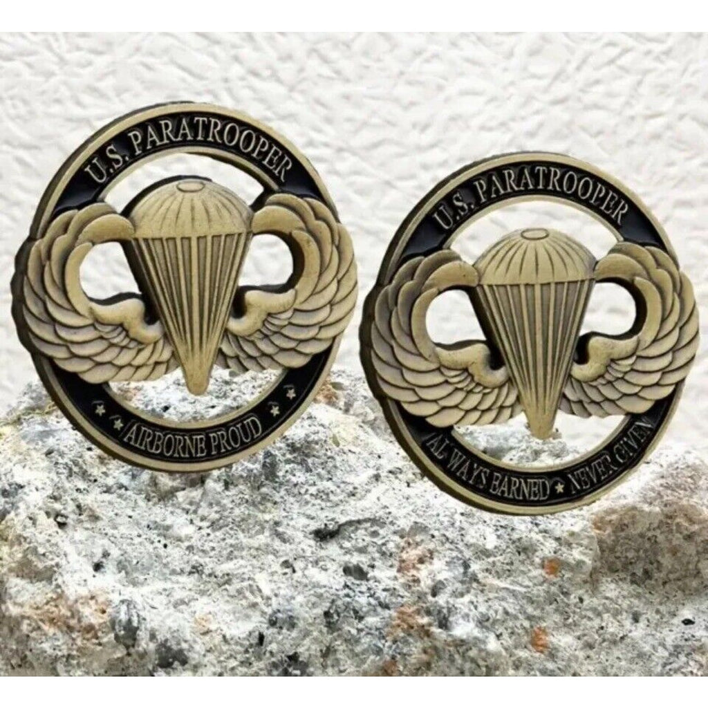 82nd Airborne Division U.S. Army Challenge Coin W Jump Wings Badge Paratrooper
