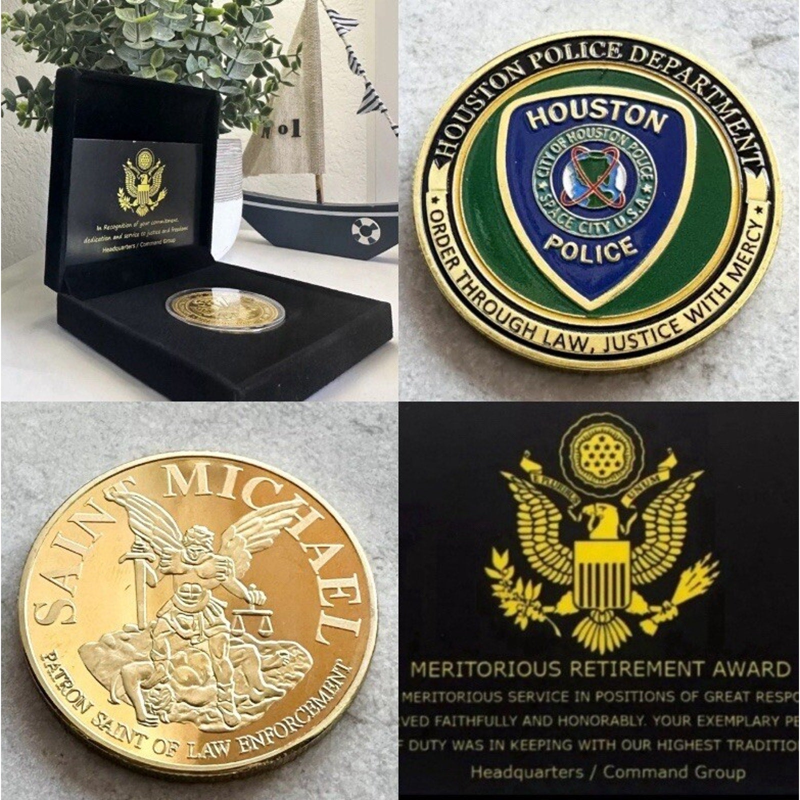 CITY OF HOUSTON Police Dept. Challenge Coin With Retirement Award