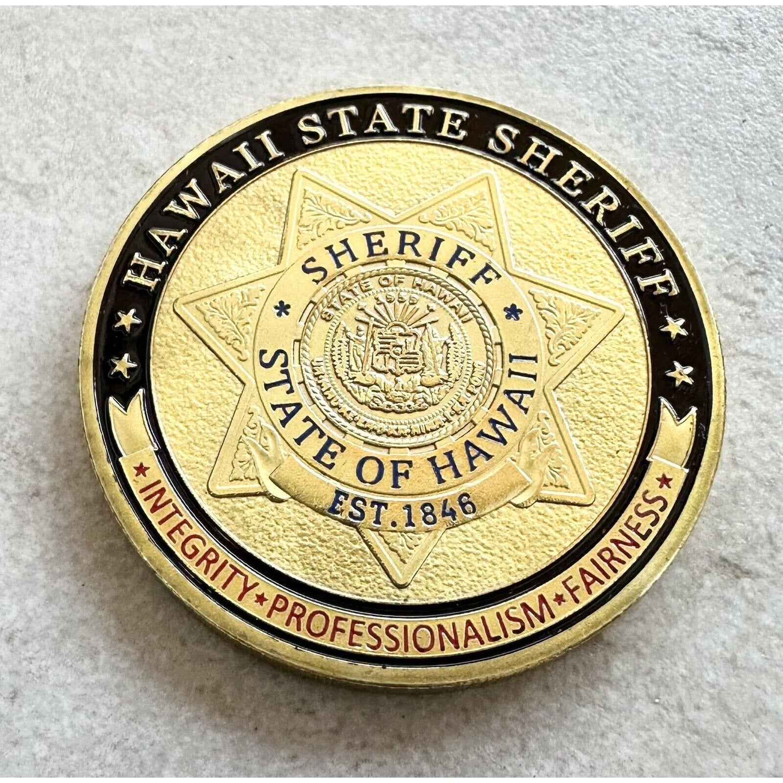 HAWAII STATE SHERIFF Challenge Coin With Case