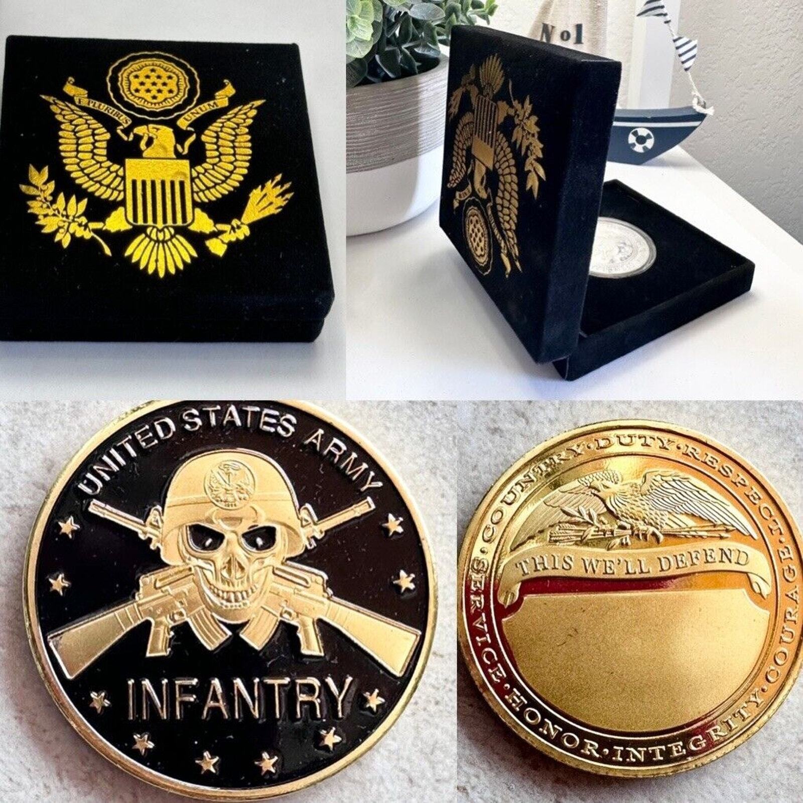 US ARMY INFANTRY Challenge Coin With Beautiful Velvet Case