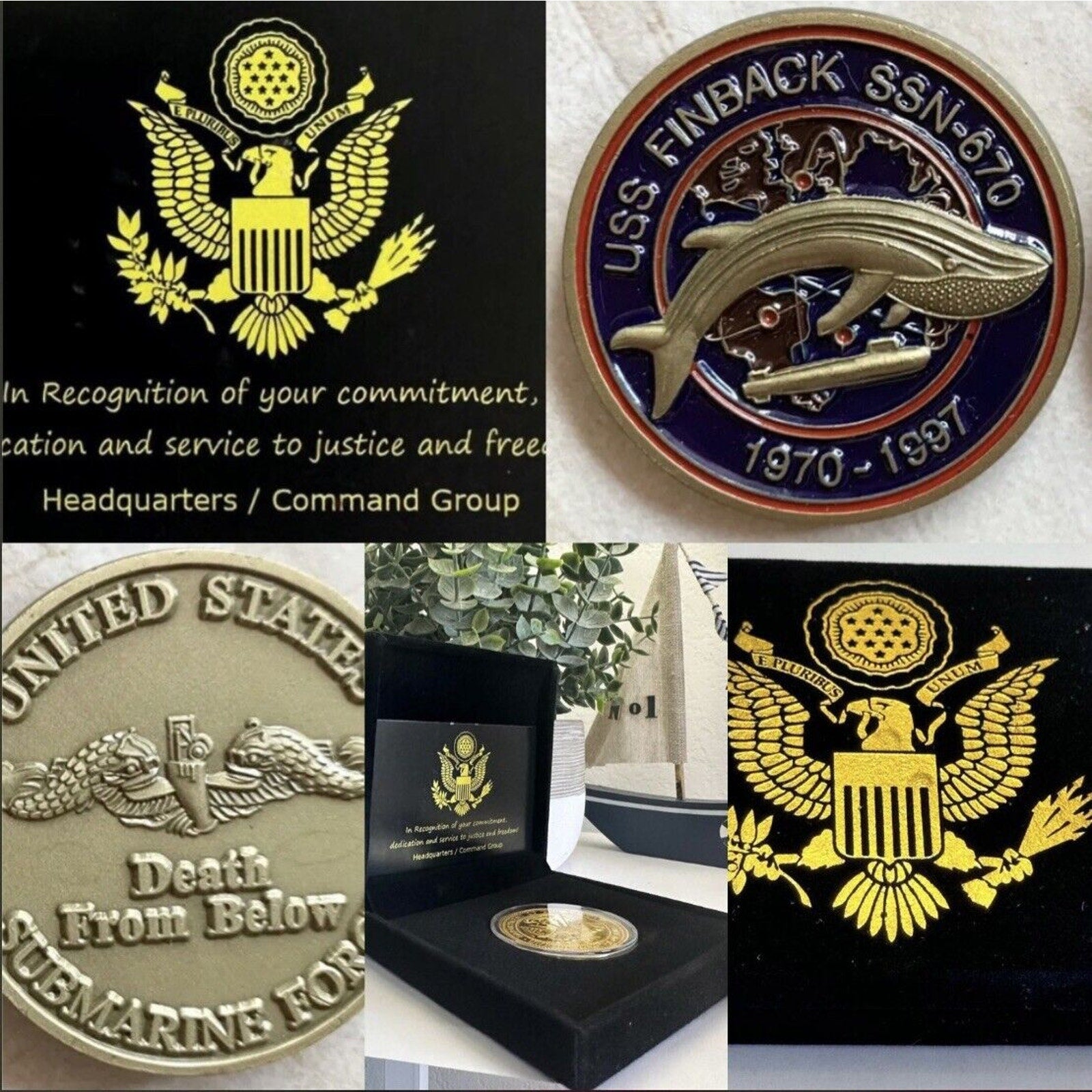 USS Finback SSN 670 Submarine Challenge Coin USA