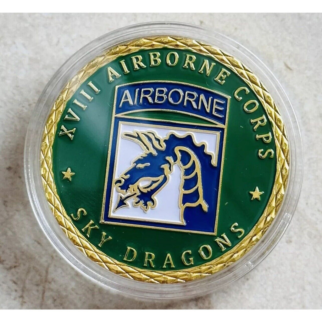 2pcs Army Rank Captain O-3 And XVIII AIRBORNE CORPS SKY DRAGON US COIN