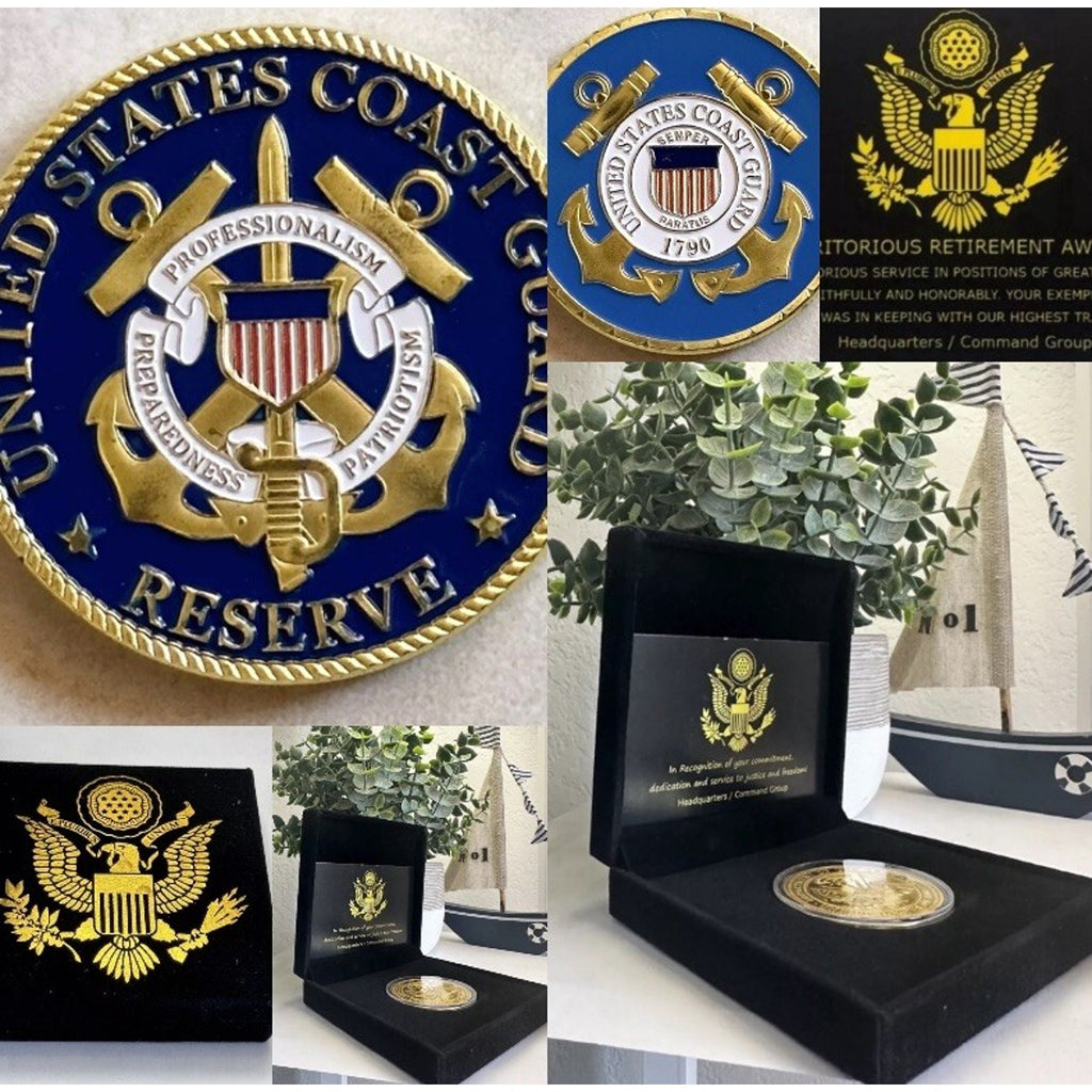 Coast Guard RESERVE Challenge Coin USCG-US Coast Guard W/ Retirement Award