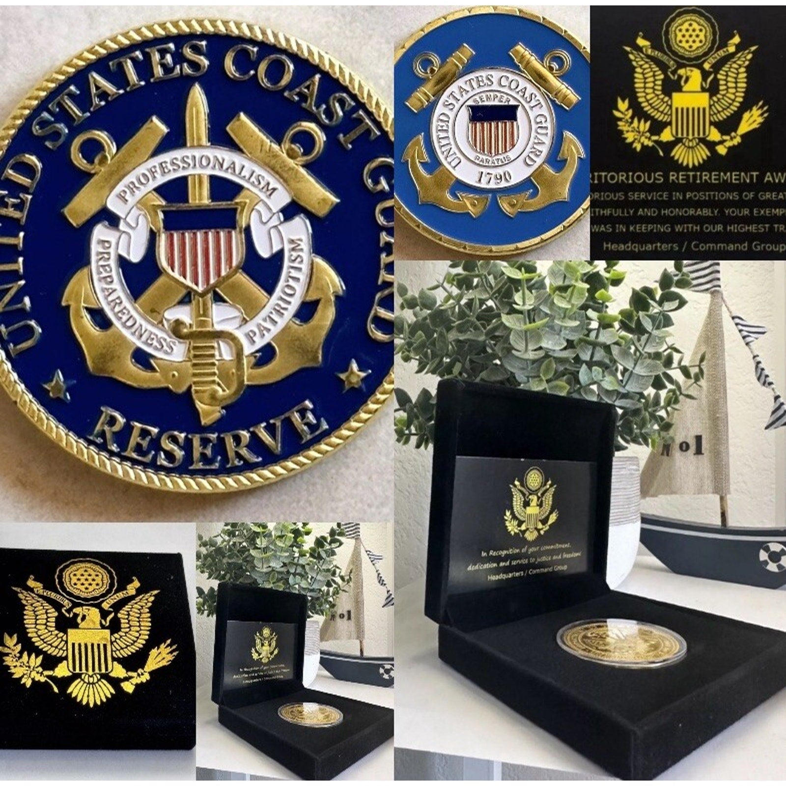 Coast Guard RESERVE Challenge Coin USCG-US Coast Guard W/ Retirement Award