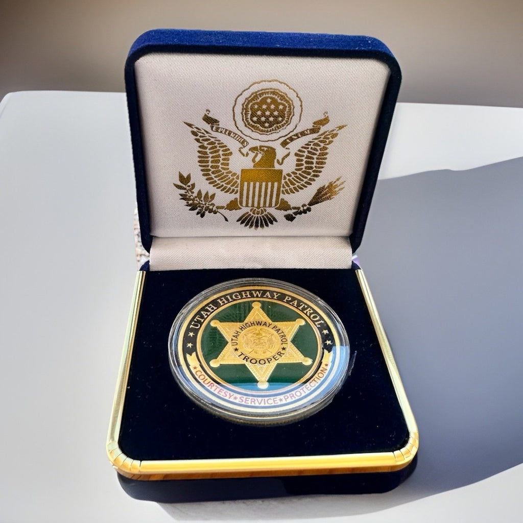 Utah Highway Patrol Challenge Coin With Blue Velvet Case. New! Fast Shipping!