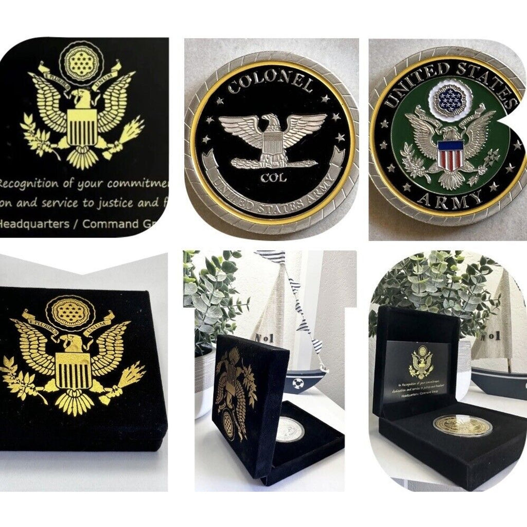 COLONEL ARMY MILITARY CHALLENGE COIN USA Army Come With Velvet Case