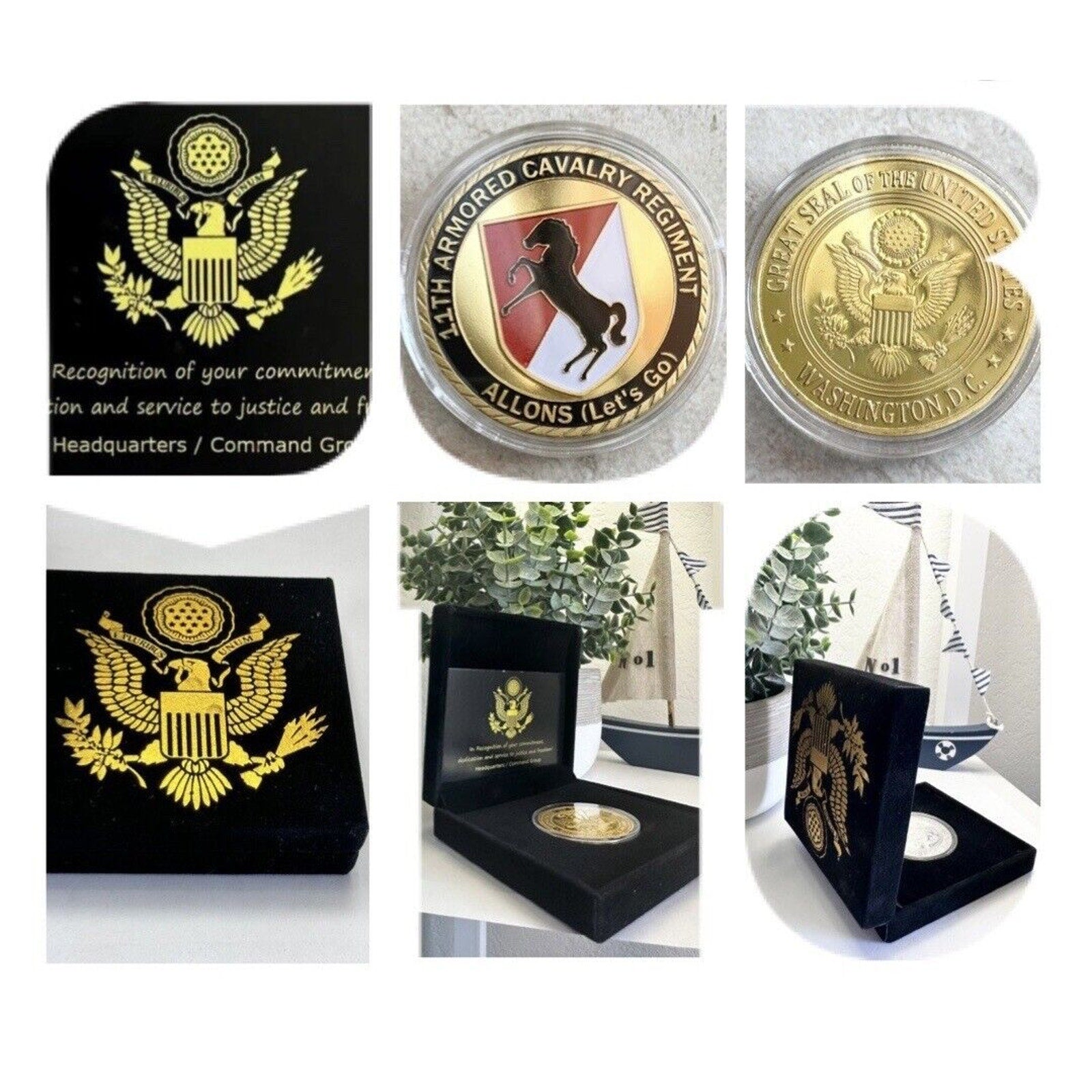 US ARMY 11th ARMORED CAVALRY BLACK HORSE REGIMENT Challenge Coin w/ velvel case