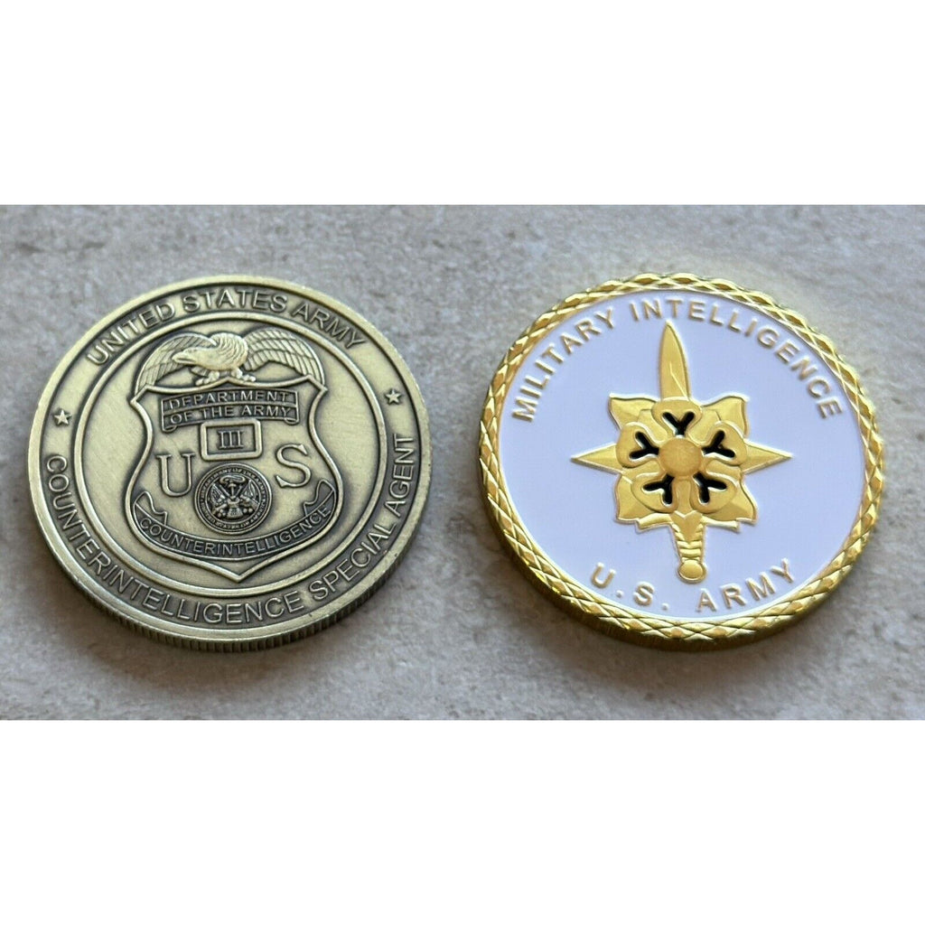 2PCS US Army Military MI Branch Counter Intelligence Special Agent Badge Coin