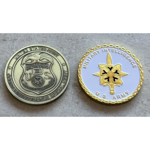 2PCS US Army Military MI Branch Counter Intelligence Special Agent Badge Coin