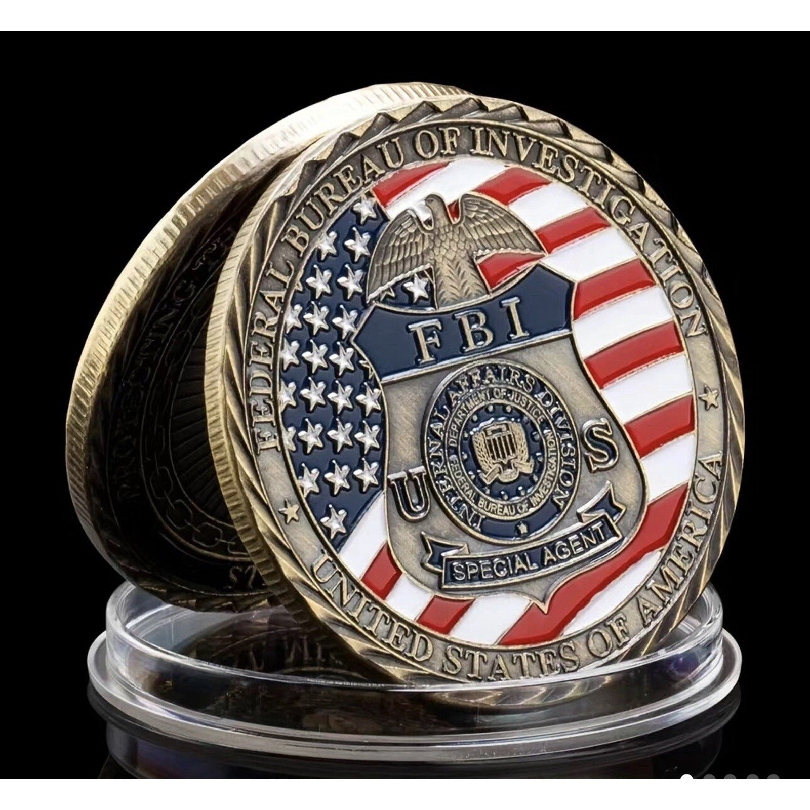 FBI Federal Bureau Of Investigation US Challenge Coin w/ Retirement Award