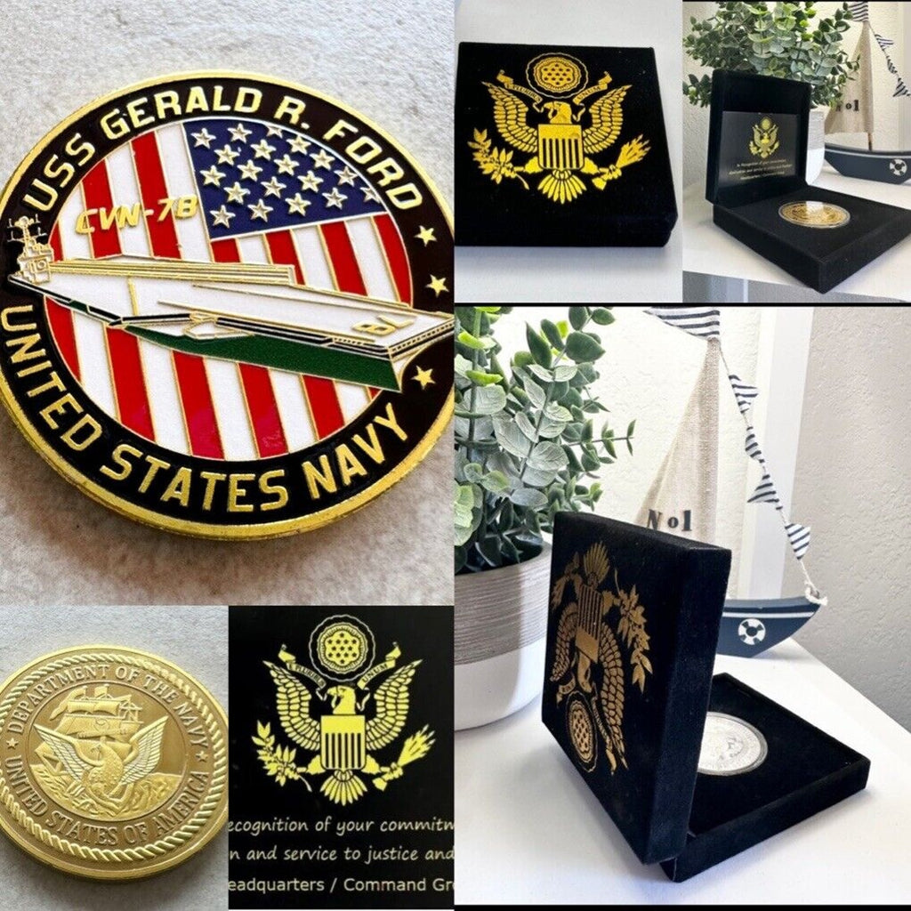 US NAVY - USS Gerald R. Ford CV-78 Challenge Coin With Special Velvet Case