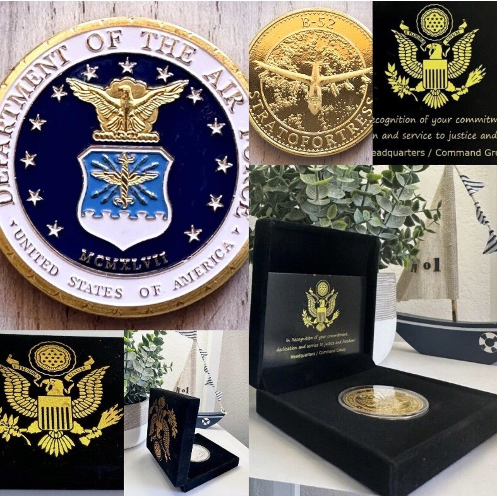 U S AIR FORCE B-52 STRATOFORTRESS Challenge Coin With Retirement Award