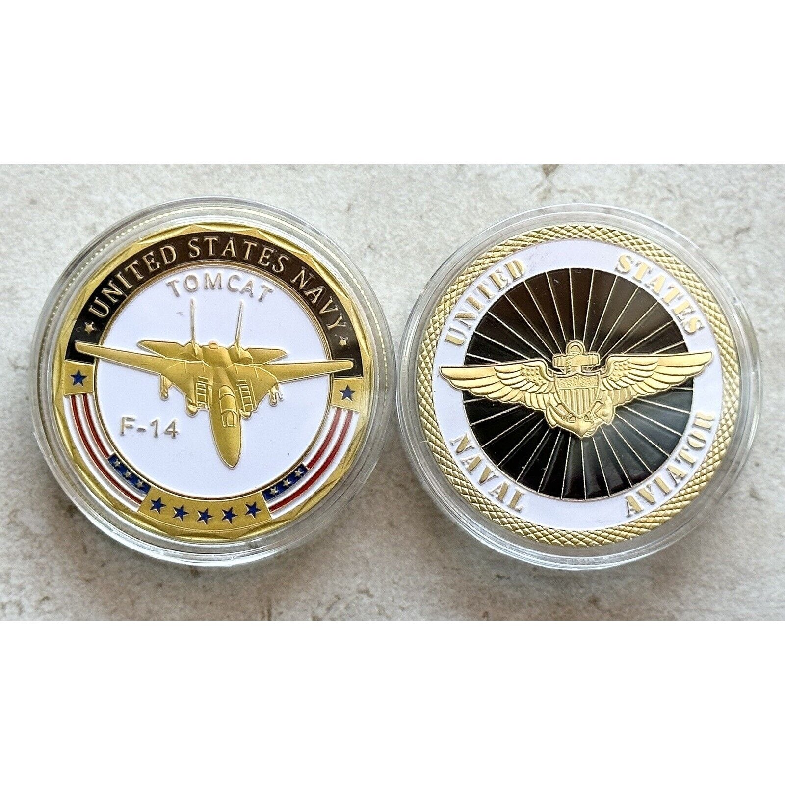 F-14 Tomcat Challenge Coin United States Navy & Naval Aviator Wing Top Gun 2pcs