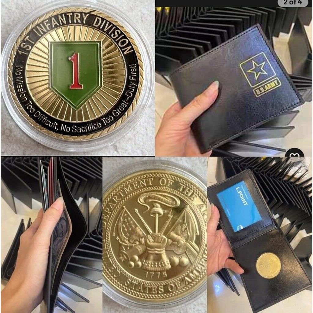 US ARMY 1st INFANTRY COMBAT DIVISION With Credential coin holder wallet